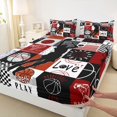 thumbnail image 5 of Manfei Boys Basketball Bed Sheets, Sport Plaid Full Size Sheets, Black Red 03 4-Piece(1 Flat Sheet, 1 Fitted Sheet and 2 Pillowcases), 5 of 6