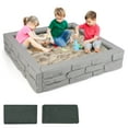 thumbnail image 2 of Costway Kids Sandbox with Cover Bottom Liner Backyard Beach HDPE Sandpit for Outdoor Play Gray, 2 of 9