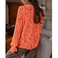 thumbnail image 2 of Blusa de Encaje para Mujer PRETTYGARDEN Manga Larga con Botones Naranja Talla L, 2 of 9