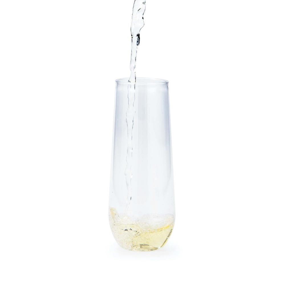 24/Case Bulk Clear 9 oz Plastic Stemless Champagne Flutes