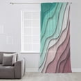 thumbnail image 3 of Green Ombre Semi Sheer Curtains Drapes for Living Room, Bedroom, French Doors Window 54 Inches Long, Modern Geometric Abstract Dark Red Cream Rod Pocket Chiffon Curtain Drapery Voile Draperies Panel, 3 of 6