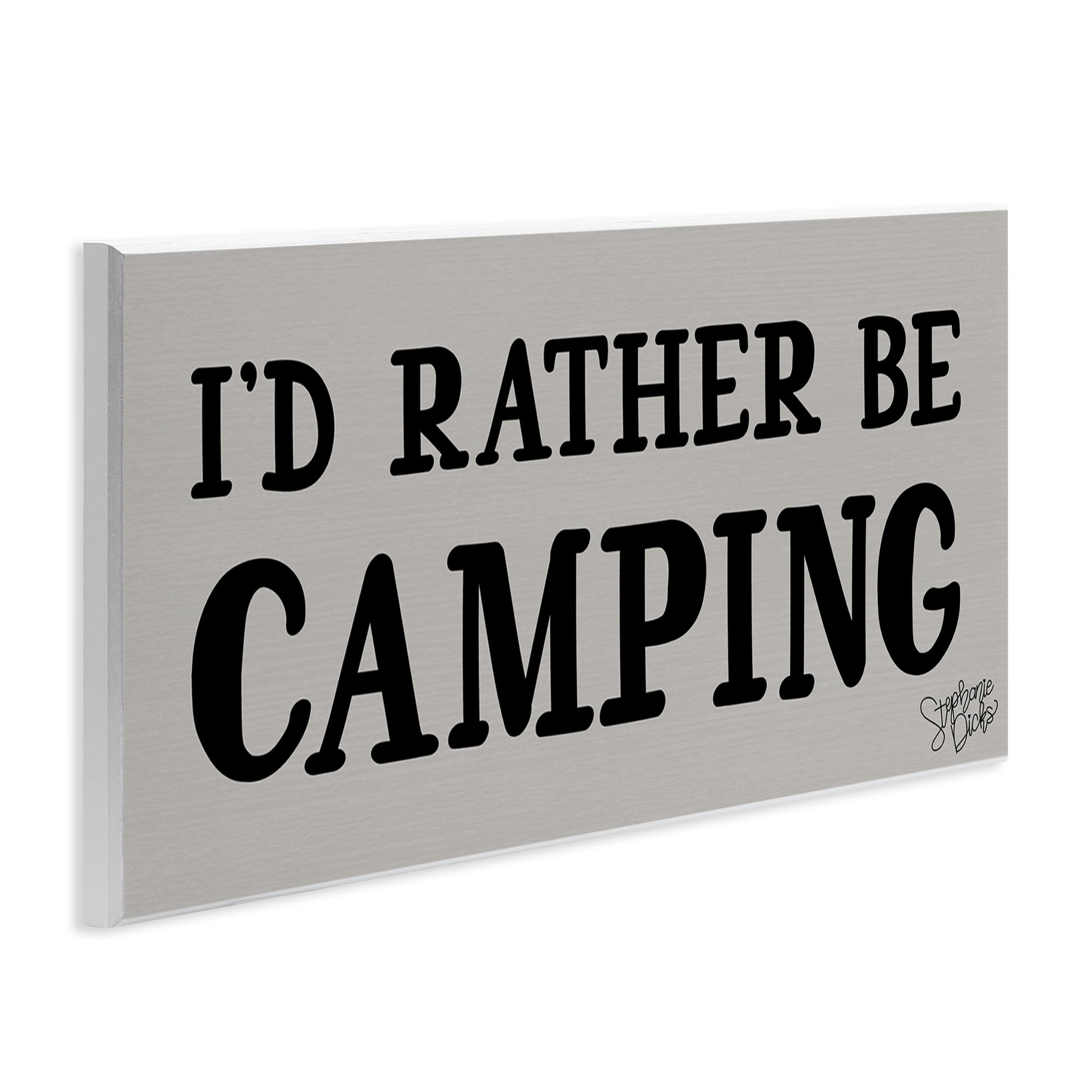 Stupell Industries Rather Be Camping Text & Numbers Painting Unframed Art Print Wall Art, 17 x 7