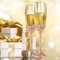 thumbnail image 7 of Champagne Flutes - Crystal Glass Metal Base With Crystal Stones, Set of 2 Toasting Flute Pair, Wedding Anniversary Party Birthday Banquets and Gifts for Bride and Groom (Rose Gold), 7 of 7
