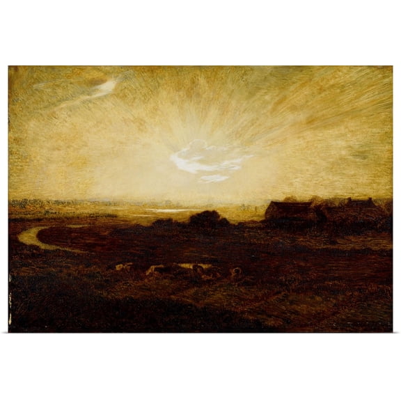 Great BIG Canvas | Rolled Marie Auguste Emile Rene Menard Poster Print entitled Landscape at sunset