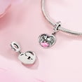 thumbnail image 2 of 925 Sterling Silver "Embrace Mom" Heart Charm - Pink Mother's Day Pendant for Bracelets - DIY Jewelry Gift, 2 of 30