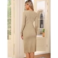 thumbnail image 3 of DARING DIVA Women's Sweater V Neck Long Sleeve Ribbed Knit Midi Dress XS Beige, 3 of 6
