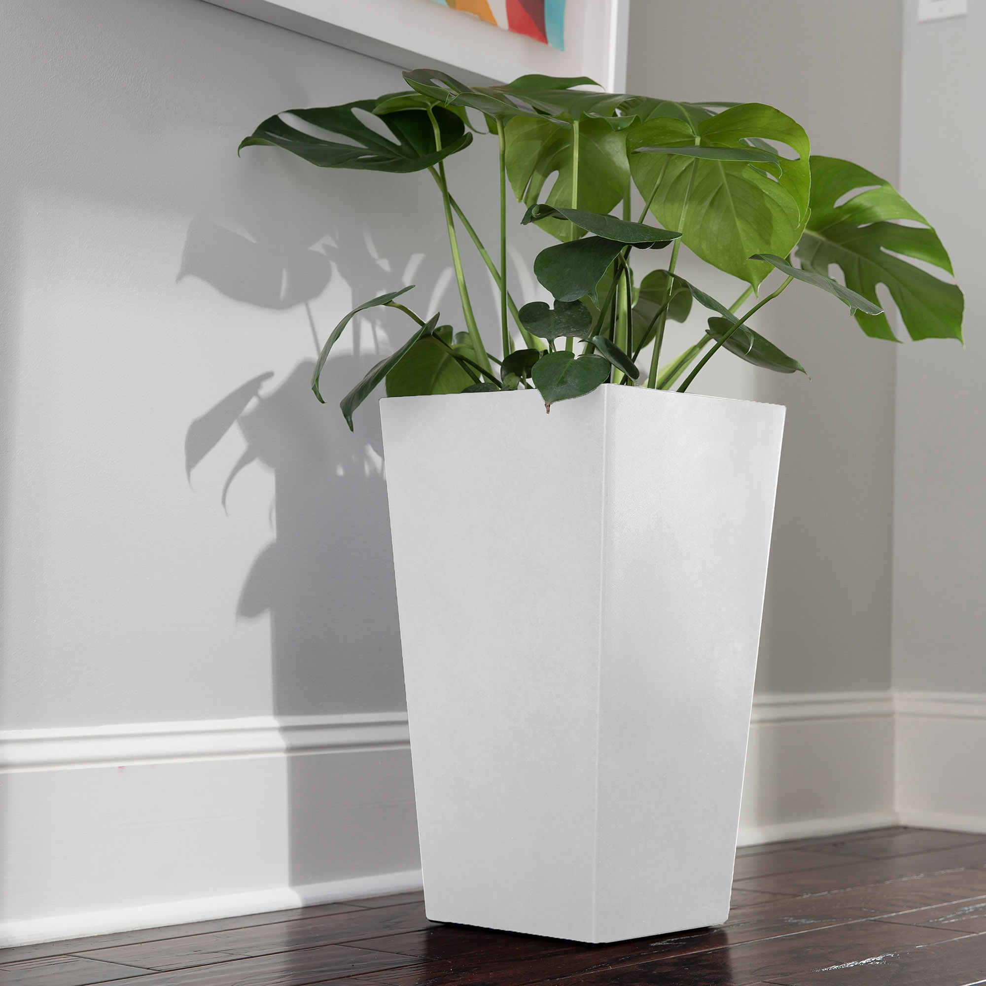 Bloem Finley 20" Tall Square Tapered Resin Planter, White