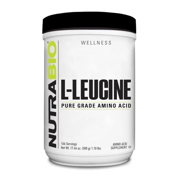 NutraBio 100% Pure L-Leucine - Muscle Recovery and Support - Naturally Fermented Free Form Amino Acid - Vegan, Non-GMO, Gluten Free - (500 Grams)