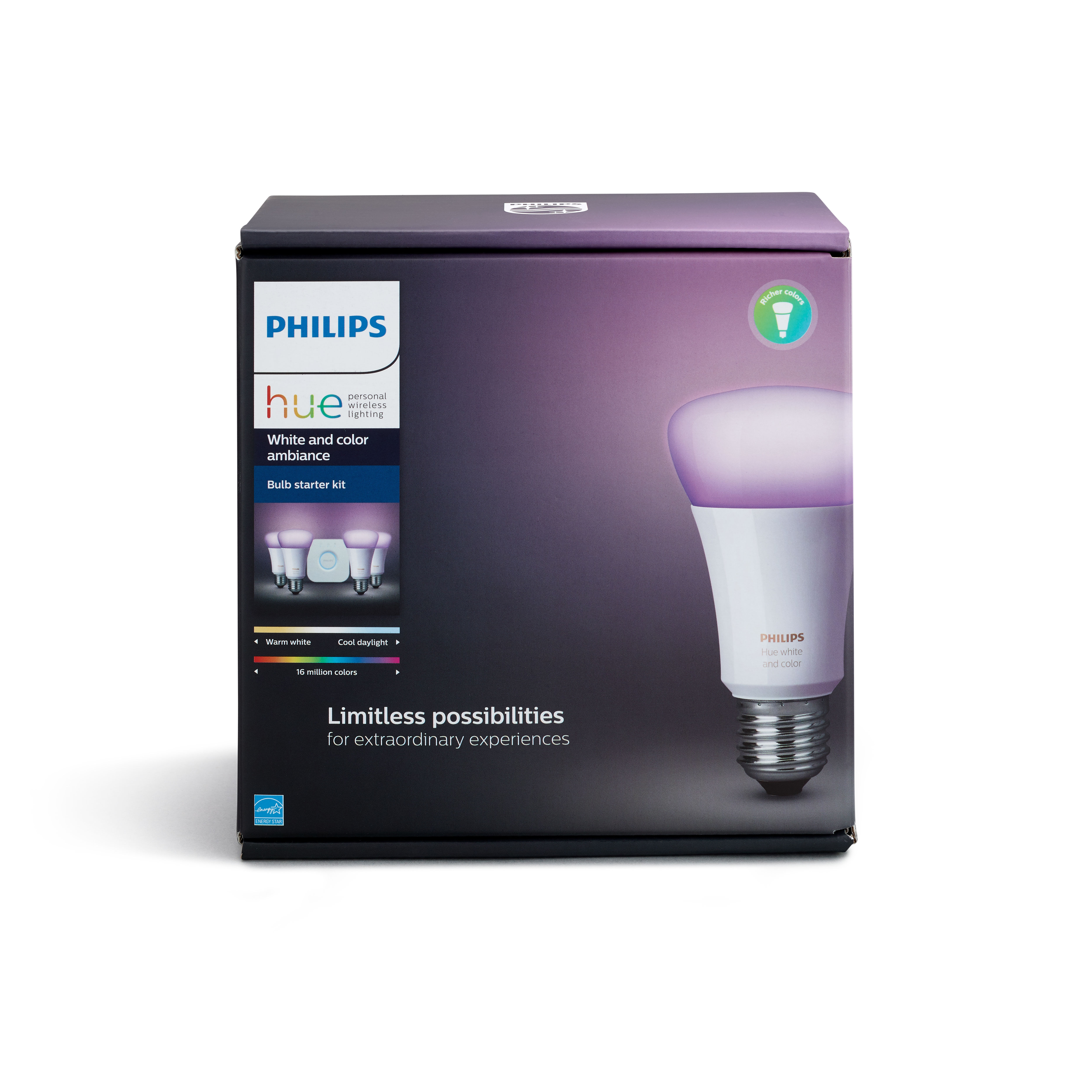 Philips Hue White and Color Ambiance A19 Smart Light Starter Kit, 60W LED, 4-Pack - image 2 of 7