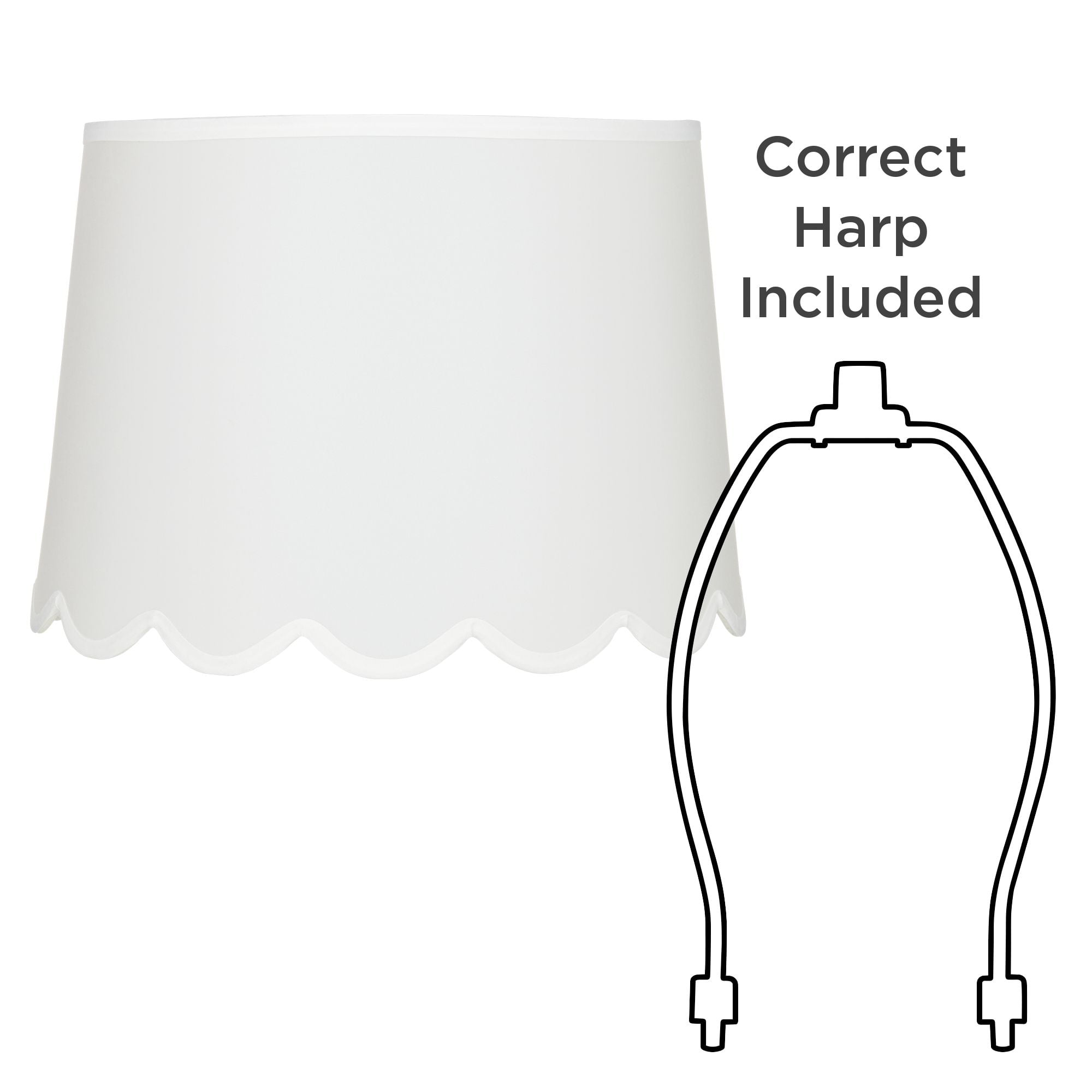 Springcrest Set of 2 Scallop Empire Lamp Shades Medium 13" Top x 15" Bottom x 11" High Spider Replacement Harp and Finial Fitting