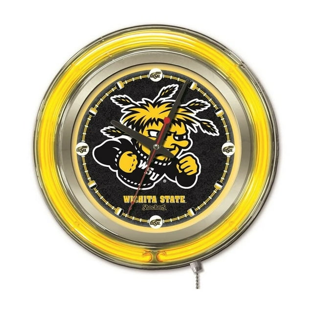 Holland Bar Stool Co. Horloge Murale Double Néon 15 Pouces Wichita State University