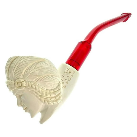 Mini Indian White Genuine Block Turkish Meerschaum Pipe With Case