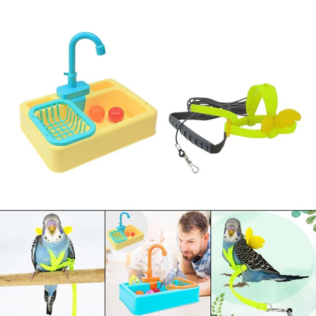 Bañera para pájaros y arnés, de cuerdas, suministros para pájaros, pájaro pequeño, , , guacamayo, para mascotas pequeñas Fernando Cuerda de arnés de bañera para pájaros