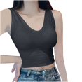 thumbnail image 2 of HOMBOM Gray Camisole Tops for Women 2025 Built in Bra V-Neck Solid Color Dressy Sleeveless Tank Blouse, 2 of 9