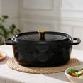 thumbnail image 4 of Ktaxon 7.5QT Enameled Cast Iron Dutch Oven with Upgraded Textured Handles, Oval Geometric Design, Oven Safe to 500°F, Obsidian Black, 4 of 13