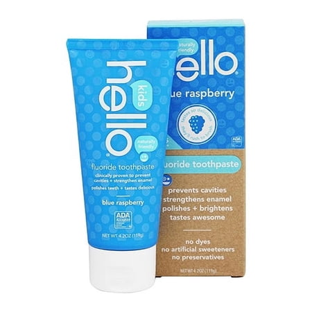 Hello Oral Care Kids Fluoride Toothpaste Blue Raspberry, 4.2 Oz, 3 Pack