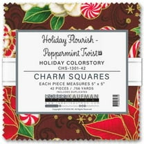 5" Charm Pack Squares - Holiday Flourish Peppermint Twist Holiday Colorstory by Studio RK Robert Kaufman Fabric Bundle Quilter's Cotton Precuts (CHS-1301-42) M520.59