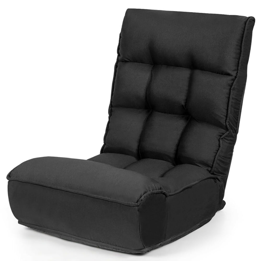 Finihen Floor Lazy Chair, Folding Lazy Sofa, 4-Position Adjustable Floor Chair, for Living Room, Bedroom, Dorm, Black Finihen Floor Lazy Chair, Folding Lazy Sofa, 4-Position Adjustable Floor Chair, for Living Room, Bedroom, Dorm, Black