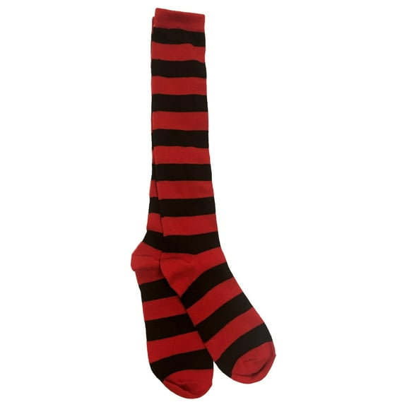 Womens Red & Black Striped Over the Knee Halloween Socks