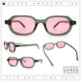 thumbnail image 2 of Hipster Narrow Oval Hustler Pop Color Lens Mid Temple Sunglasses Green - Pink, 2 of 8