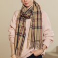 thumbnail image 4 of HOWPAY Lightweight Scarf for Women Plaid Long Soft Thick Scarves with Fringe Warm Oversized Blanket Cold Weather Causal Cozy Fall Winter Shawl Wraps, 4 of 8
