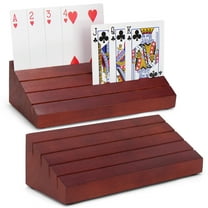 LotFancy 2Pcs Playing Card Holder for Kids, Adults, Seniors, Wooden Cards Holder For Playing Cards