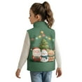 thumbnail image 2 of Xixirimido Christmas Santa Snowman Deer Green Pattern Kids Zip-up Vest for Girls Boys Sleeveless Fleece Vest with Pockets Stand Collar Jacket Kids Fall Winter Outwear for 5-6, 2 of 6