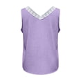 thumbnail image 6 of Women's Solid Color Casual Lace Trim V-Neck Tank Sleeveless Loose Fit Summer Camisole Purple-A, 6 of 7