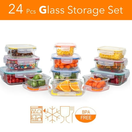 Imperial Home 24 pcs. Glass Meal Prep Storage Container Set W/ Snap Locking