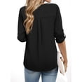 thumbnail image 4 of Weardear Womens 3/4 Cuffed Sleeve V Neck Casual Blouse Shirt Tops, 4 of 5
