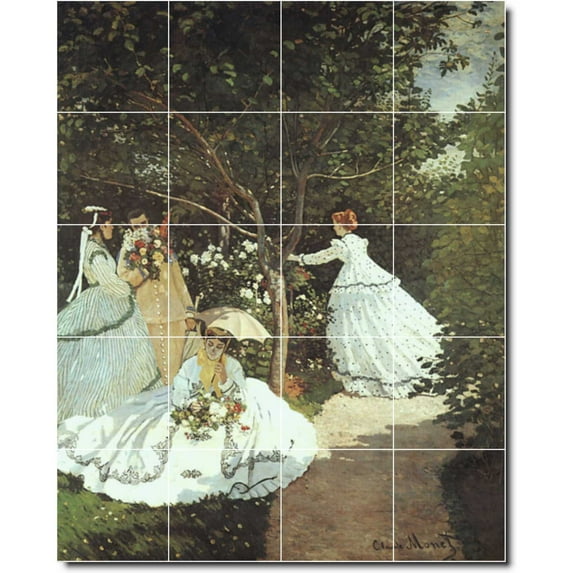 Ceramic Tile Mural-Claude Monet Women Painting 47. 32" w x 40" h using (20) 8 x 8 ceramic tiles