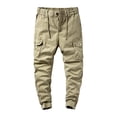 thumbnail image 1 of Pantalon Été Homme Male Spring Fall New Trend Work Pants with Multi Pocket Versatile Drawstring Pants Men Pants Khaki 28, 1 of 4