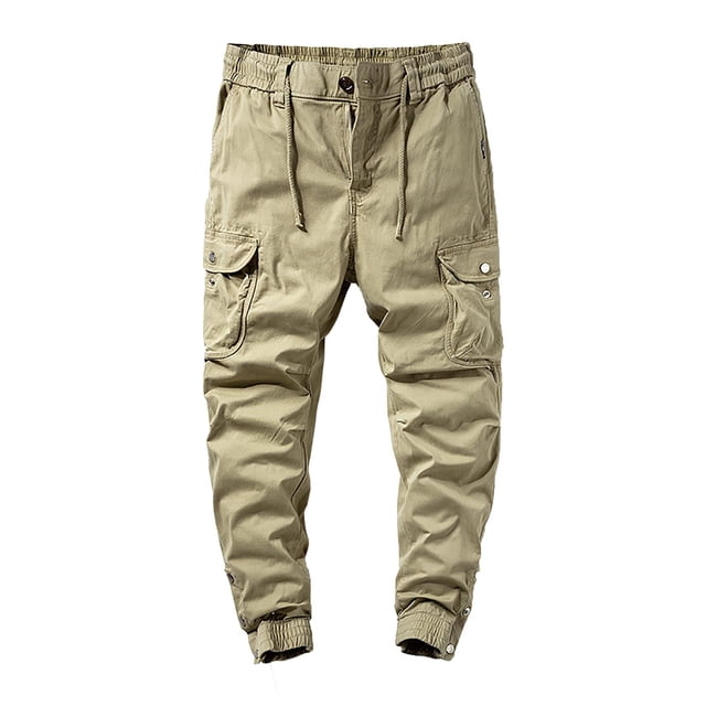 Pantalon Été Homme Male Spring Fall New Trend Work Pants with Multi Pocket Versatile Drawstring Pants Men Pants Khaki 28