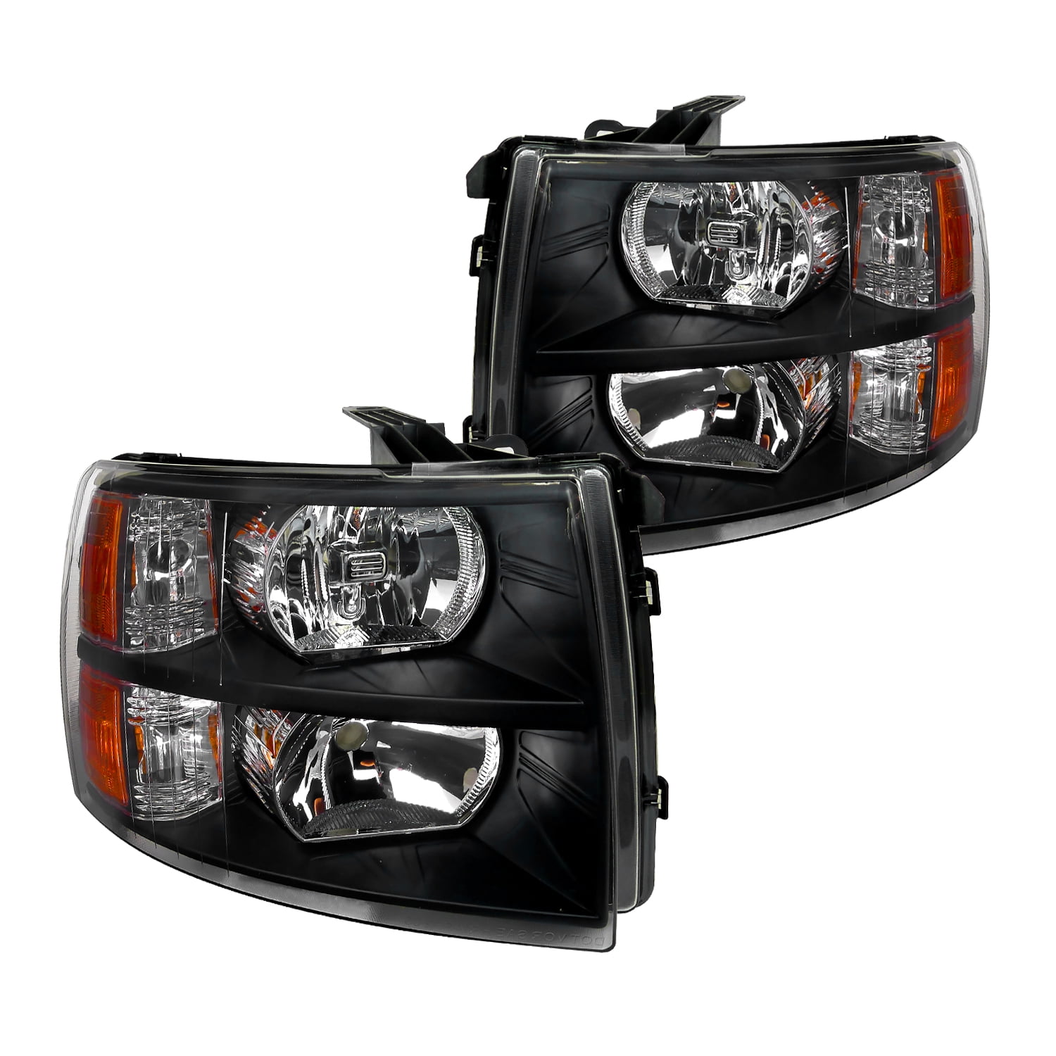 Spec D Tuning Euro Diamond Black Headlights Compatible With Chevy Silverado 1500 2007 2012 07 14 2500hd 3500hd L R Pair Head Light Lamp Assembly Walmart Com