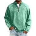 thumbnail image 1 of Hombres Zip Up Sudadera con Capucha de Pie Cuello Lavado Denim Afligido Medio Cremallera Manga Larga Casual Superior Poliéster Mezcla Chaqueta, 1 of 8