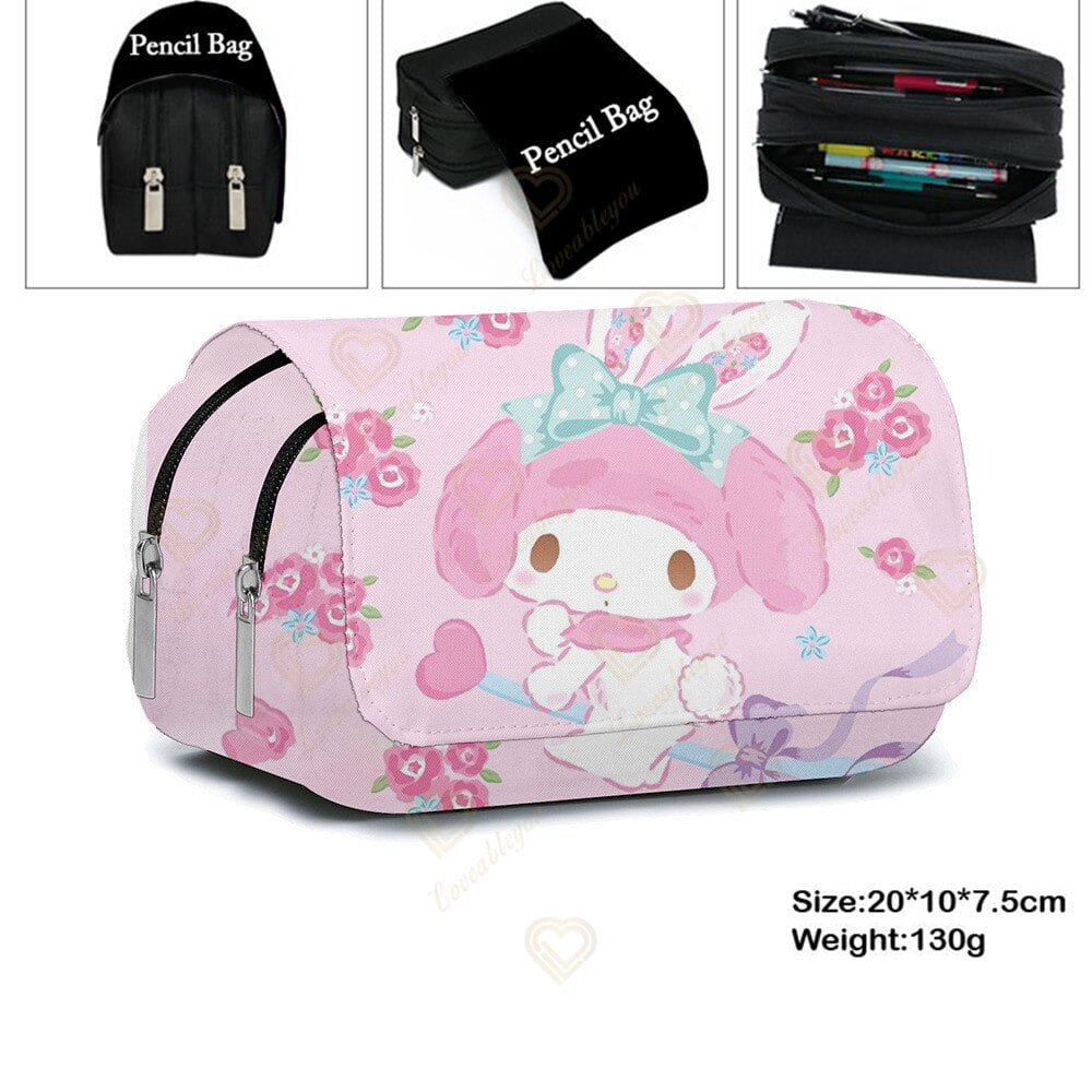 Sanrio Melody Kuromi PU caja de papelería Hello Kitty Cinnamoroll ...