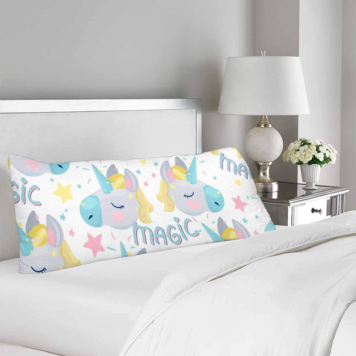GCKG Cute Magic Unicorn Body Pillow Covers Pillowcase 20x60 inches