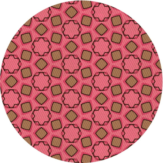 Ahgly Company Machine Washable Indoor Round Transitional Crimson Red Area Rugs, 8' Round