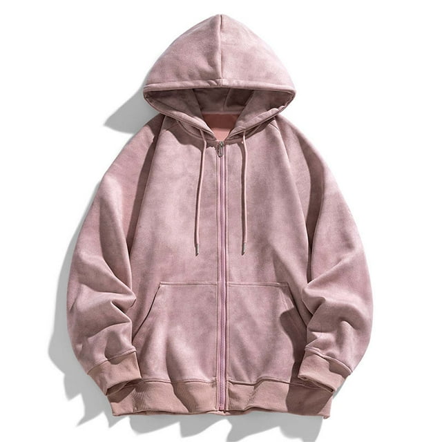 Sudadera con capucha para hombre, color liso, deportiva, de moda, holgada, con cremallera, cordón, bolsillo, manga larga, blusa de poliéster.