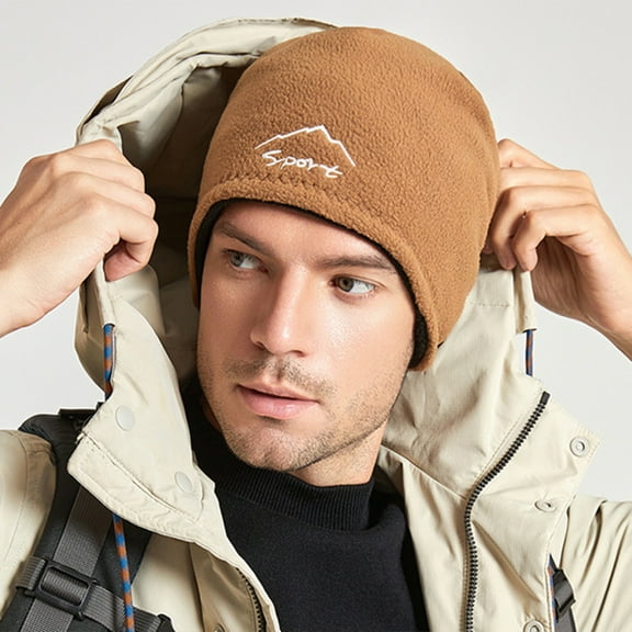 harmtty Warm Winter Beanie Elastic Solid Color Double-side Wear Regular Fit Soft Keep Warm Windproof Portable Winter Cycling Hat for Daily Wear Navy Blue