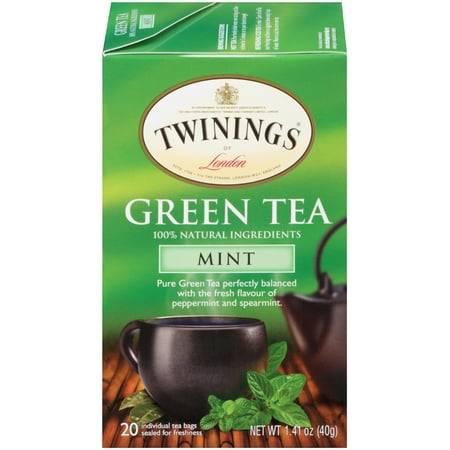 (6 Boxes) Twinings of London Green & Mint Tea Bags, 20