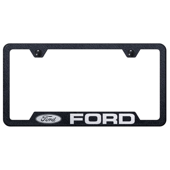 Ford Laser Etched Logo Cut-Out License Plate Frame (Rugged Black)