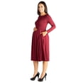 thumbnail image 3 of Maternity Boat Neck Fit N Flare Pocket Midi Dress, 3 of 11