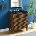 thumbnail image 2 of Sink Vanity Cabinet, Wood, Brown Walnut Black, Modern Contemporary Urban Design, Hotel Bedroom Bathroom Master Suite Guest, 2 of 10