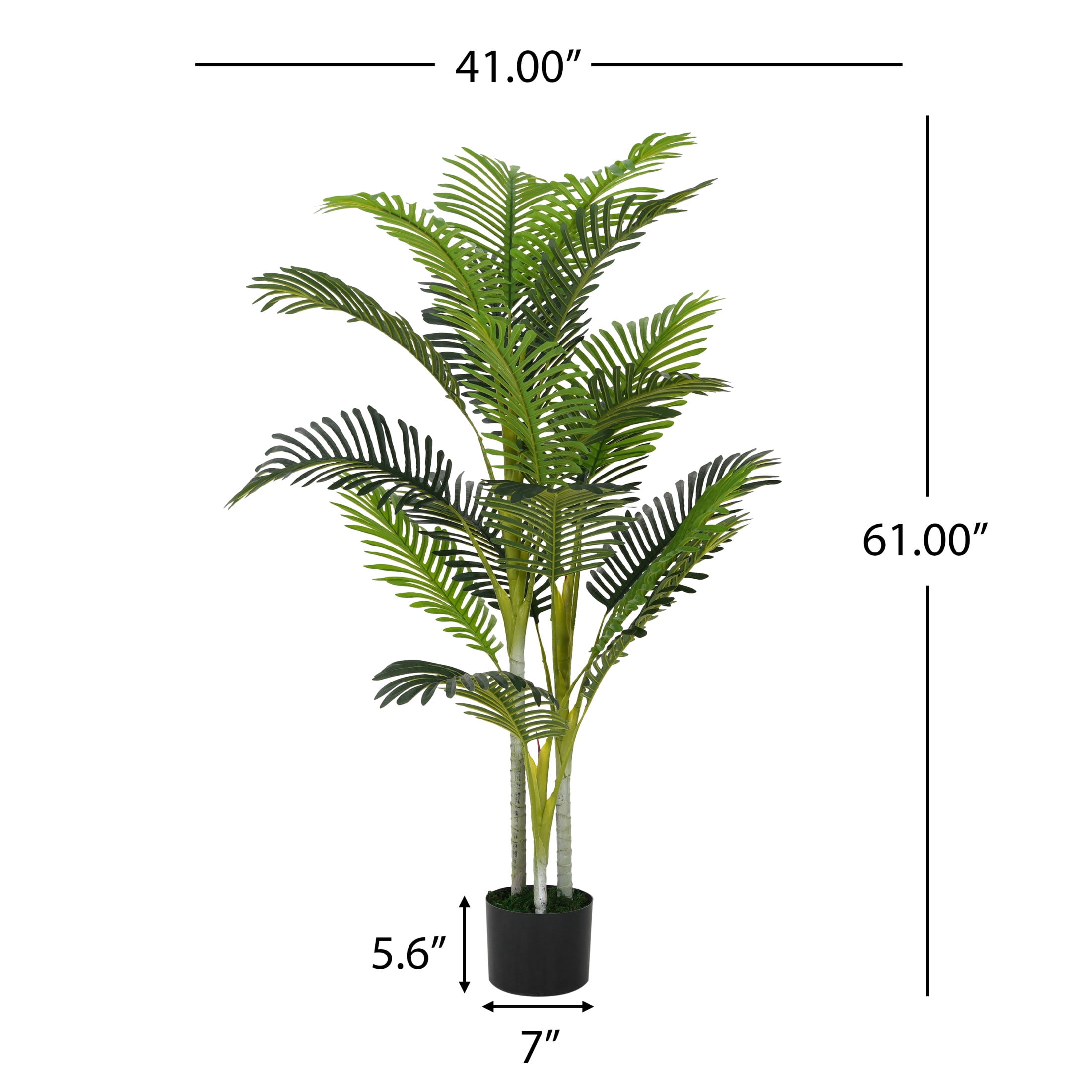 Christopher Knight Home 61" Artificial Palm Tree in Black Plastic Pot, Pre-Potted Faux Greenery Tree for Home Decor (Set of 2)