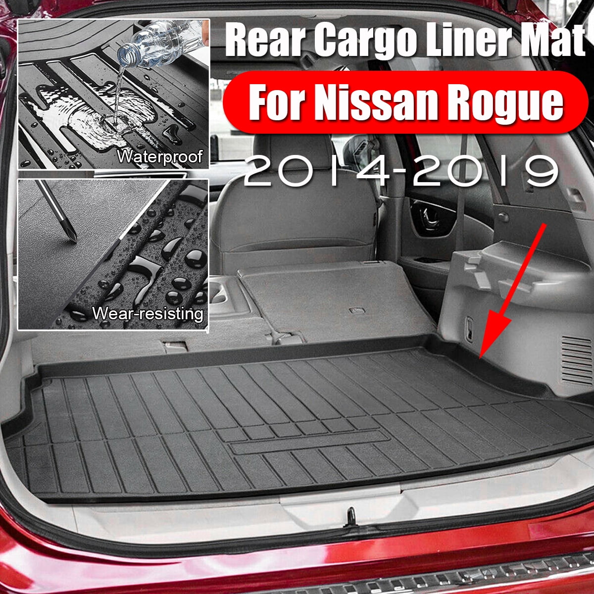 Heavy Duty Cargo Trunk Car Floor Mat Rear Cargo Liner Floor Mat
