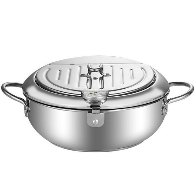 HLONK Deep Fryer Pot Tempura Pot Deep Fryer With Oil Filtration Gas Deep Fryer Pan