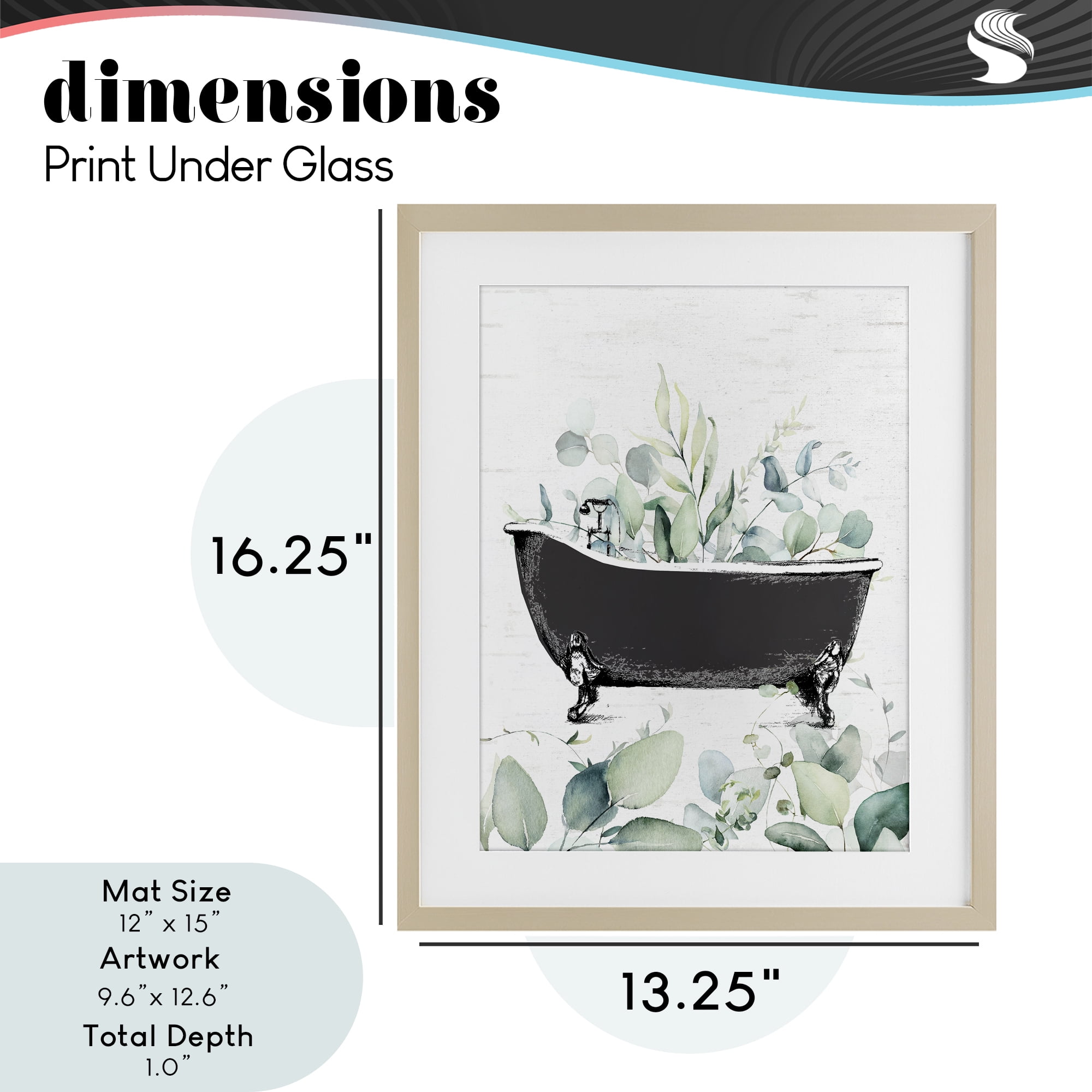 Eucalyptus Leaves Bathtub Birch Framed Print Under Glass, design by Lettered and Lined