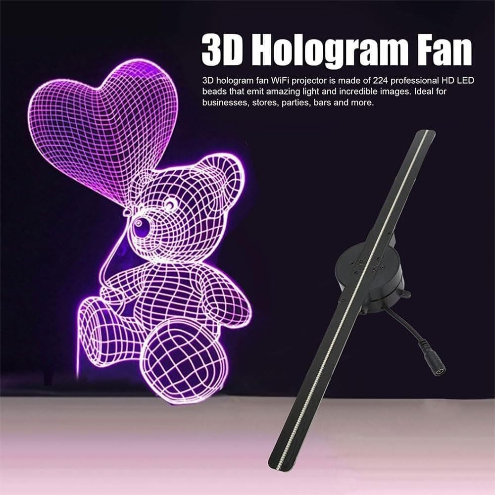 3D Hologram LED Fan Projector, Holographic Christmas Tree, 3D Fan Hologram Projector Christmas Tree, LED Fan Hologram Projector for Shop, Bar, Christmas Halloween Party Advertising Display Events(1pc)