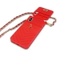 thumbnail image 3 of Iphone13 wallet mobile phone case with neck and messenger chain credit card slot girl women's Silicone shockproof mobile phone case（Red）, 3 of 5